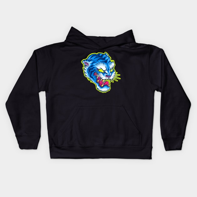 Japanese Blue Tiger Kids Hoodie by orozcodesign